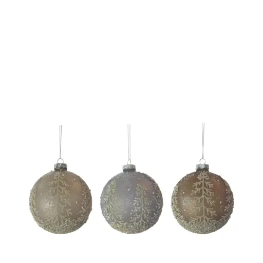 [64530] Ornament ball white blue brown - 4"