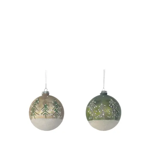 [64541] Ornament ball green brown - 4"