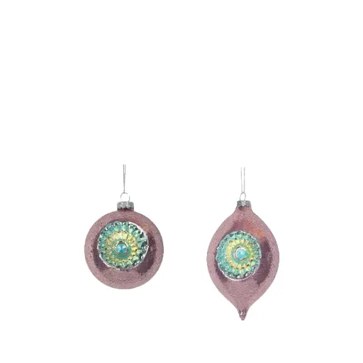 [64554] Ornament drop, ball pink - 3.25"