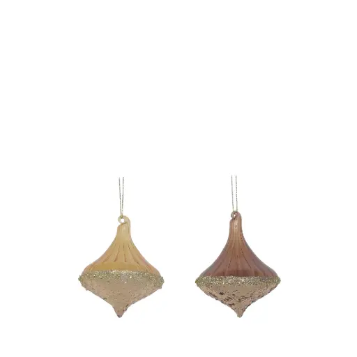 [64481] Ornament drop gold brown - 3.25x3.5"