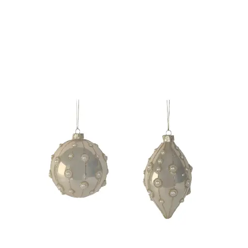 [64488] Ornament drop, ball white - 4"