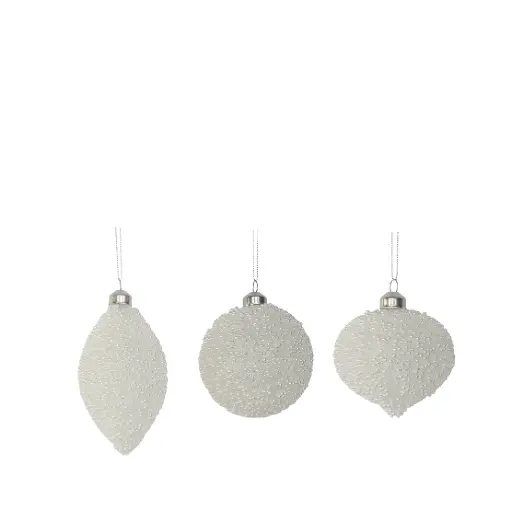 [64490] Ornament assortment white - 3.25"