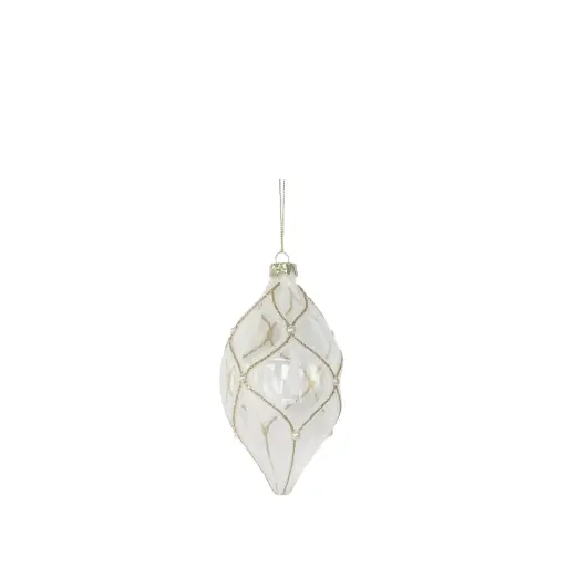 [64492] Ornament drop white - 4"