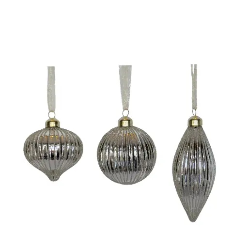 [64498] Ornament assortment silver - 3.25"