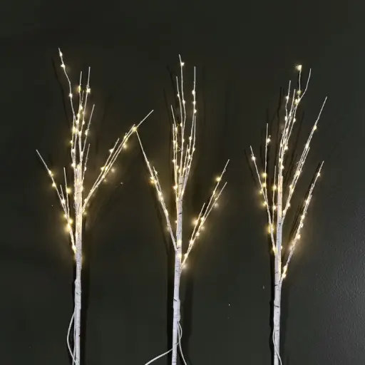 [64671] Branch light, 150L warm white, white, timer, set of 3 - 2.5'