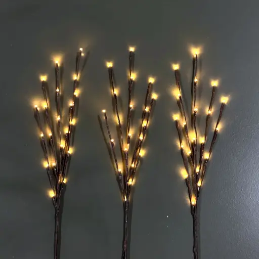 [64673] Branch light, 60L warm white, brown, timer, set of 3 - 2.5'