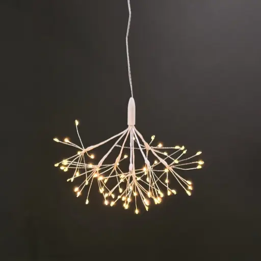 [64680] Dandelion light, 80L warm white, white, timer, twinkle - 8"