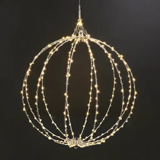 [64683] Orb light, 360L warm white, silver, timer, optional twinkle - 16"