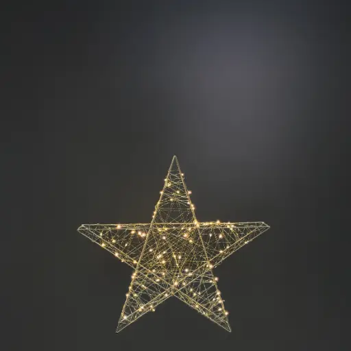 [64695] Star light, 60L warm white, gold, battery, timer, optional twinkle - 15x2.5x14.5"