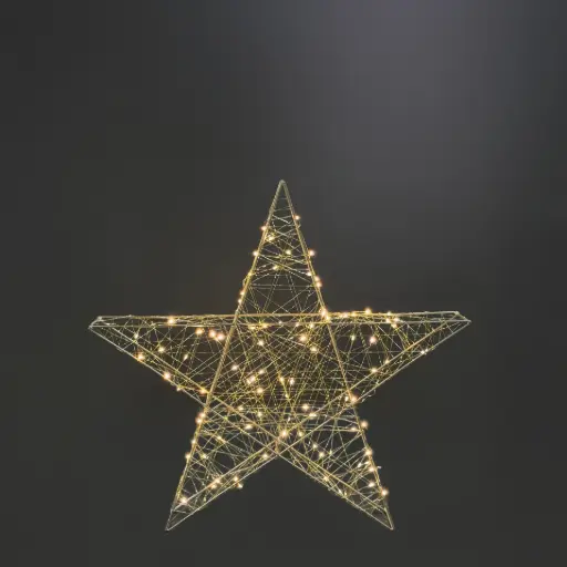 [64696] Star light, 120L warm white, gold, timer, optional twinkle - 23x3.25x22"