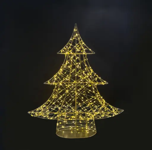 [64698] Tree light, 400L warm white, gold, timer, optional twinkle - 15.75x4.25x17.75"