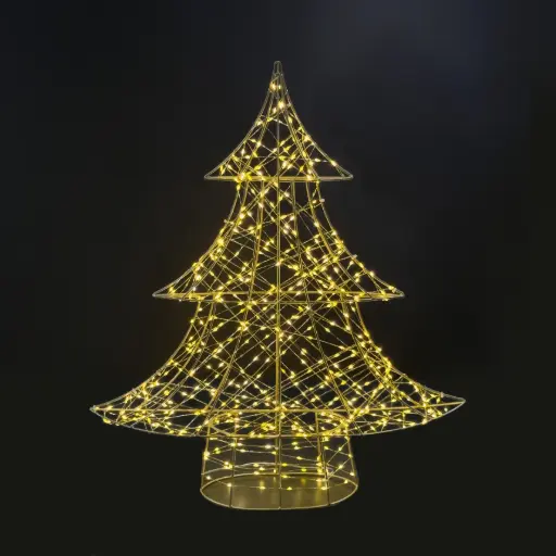 [64699] Tree light, 640L warm white, gold, timer, optional twinkle - 22x6.25x25"