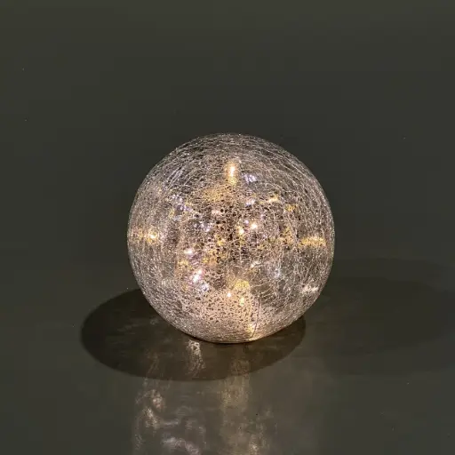 [64706] Mercury glass light, 16L warm white, silver, battery, timer - 6"