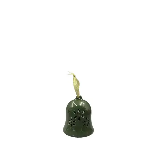 [64585] Debbie LED ornament bell green - 3.25x3.75"