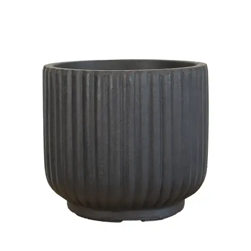 [64619] Bode pot round dark grey - 13.75x11.75"