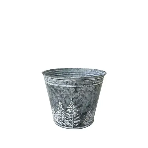 [64623] Forest pot with liner round grey - 5x4.5"