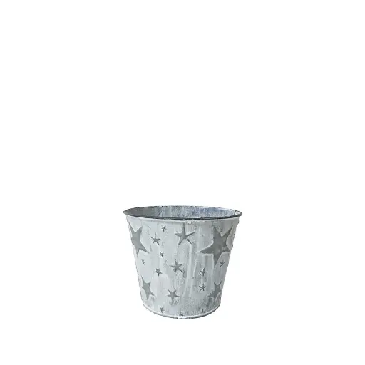 [64628] Starry pot with liner round grey - 5x4.5"