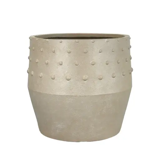 [64739] Harper pot round taupe - 13.75x13.75
