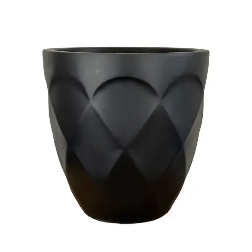 [64753] Rhea pot round black - 13.5x13"