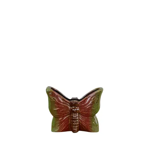 [64778] Eden butterfly vase red - 6.25x2.75x4.75"