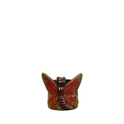[64779] Eden butterfly pot red - 4.25x4.25x5"