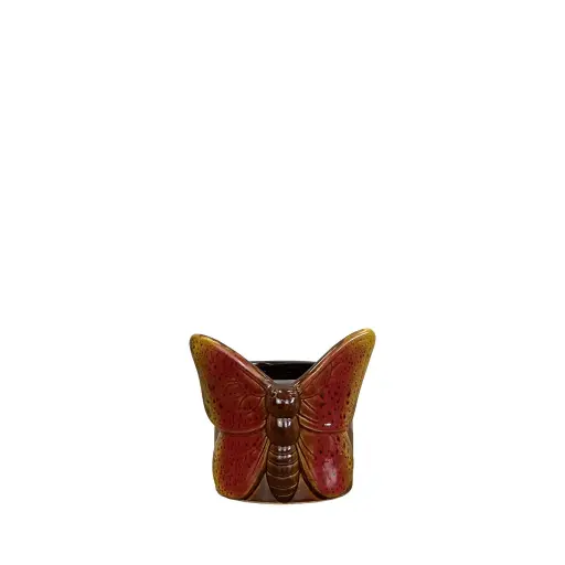 [64780] Eden butterfly pot red - 4.25x4.25x5"