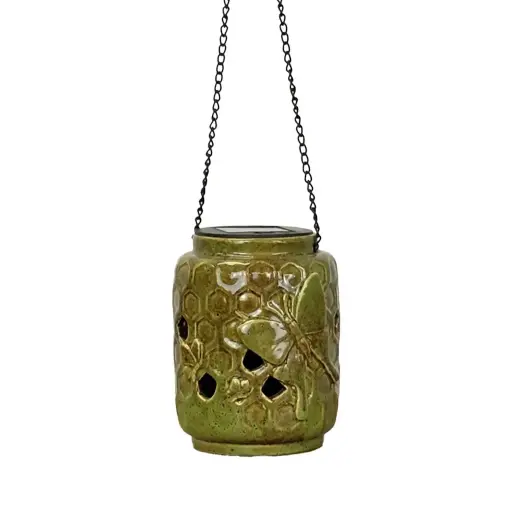 [64790] Eden solar lantern green - 5.25x4x4.25"