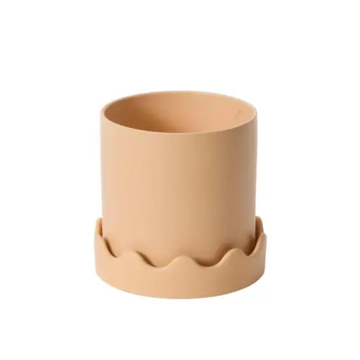 [64851] Pissaro Pot with Saucer 7.5"x 7.25" Peach