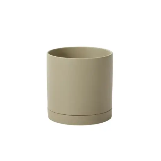 [65157] Romey Neutral Pot with Saucer 10"x 10" Light-Green
