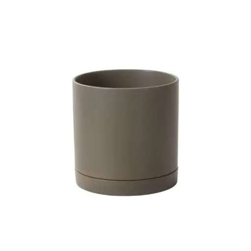 [65158] Romey Neutral Pot with Saucer 10"x 10" Moss