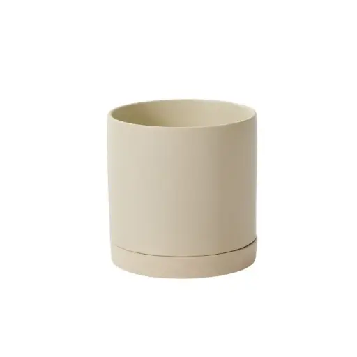 [65159] Romey Neutral Pot with Saucer 10"x 10" Tan