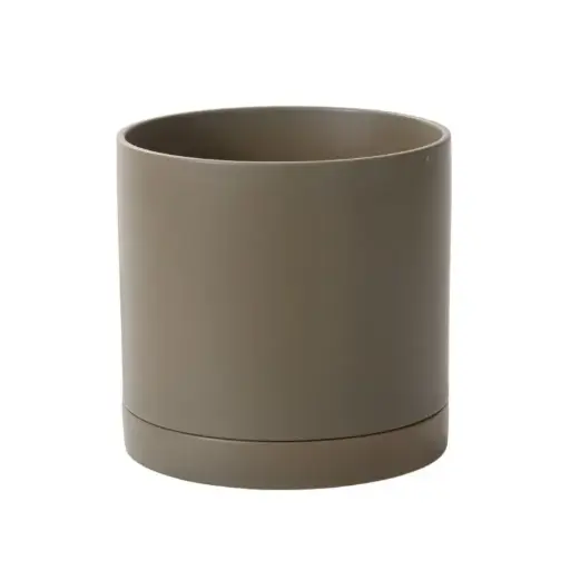 [65161] Romey Neutral Pot with Saucer 12"x 12" Moss