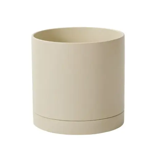 [65162] Romey Neutral Pot with Saucer 12"x 12" Tan