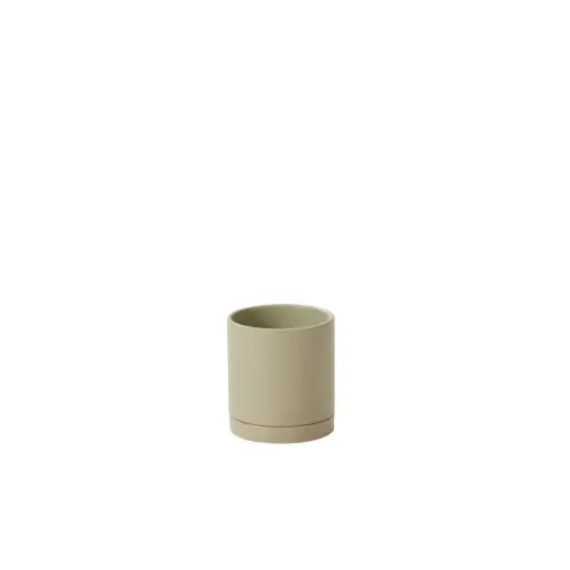 [65163] Romey Neutral Pot with Saucer 4.25"x 4.75" Light-Green
