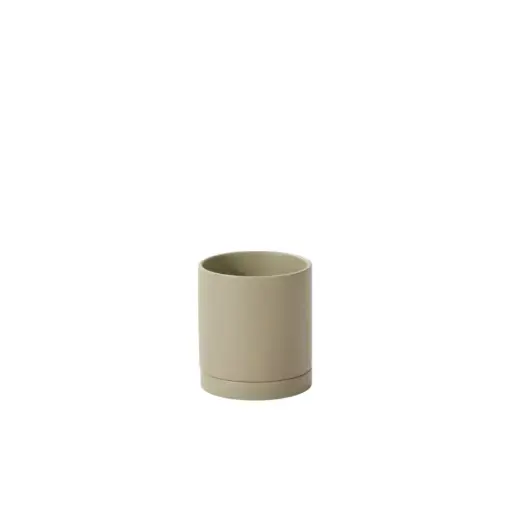 [65166] Romey Neutral Pot with Saucer 5"x 5.75" Light-Green