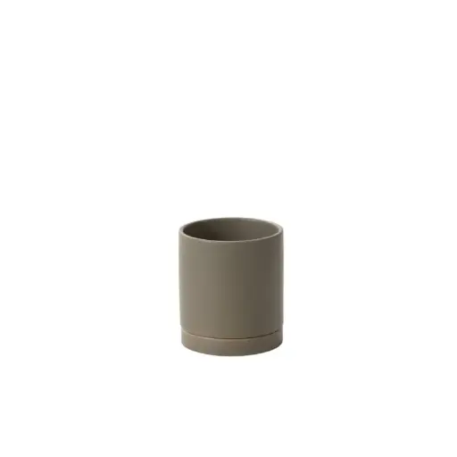 [65167] Romey Neutral Pot with Saucer 5"x 5.75" Moss