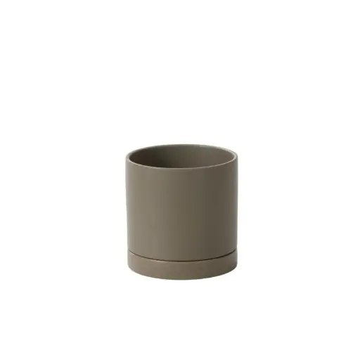[65170] Romey Neutral Pot with Saucer 7"x 7" Moss