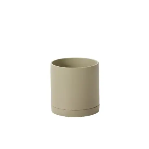[65172] Romey Neutral Pot with Saucer 8"x 8" Light-Green