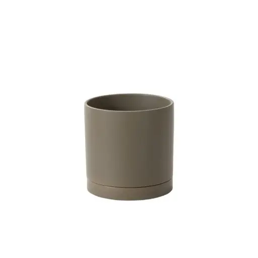 [65173] Romey Neutral Pot with Saucer 8"x 8" Moss