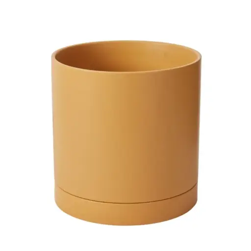 [65178] Romey Pot with Saucer 10"x 10" Ochre