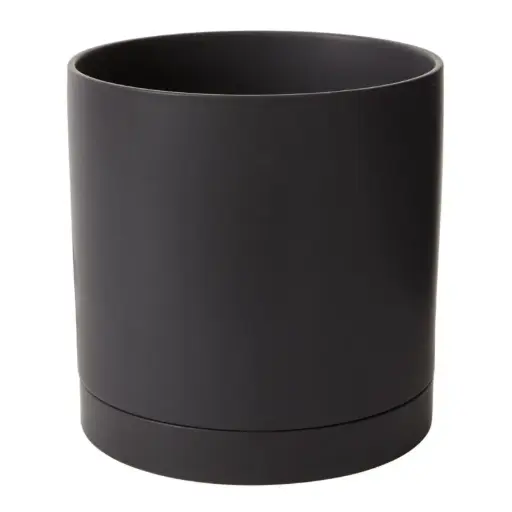 [65182] Romey Pot with Saucer 12"x 12" Black