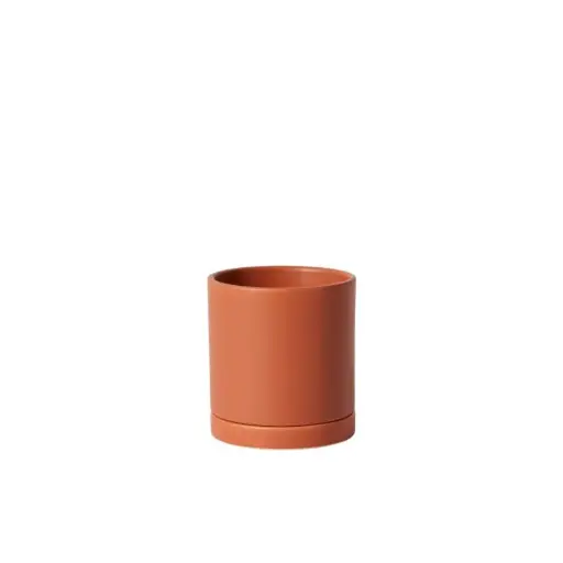 [65193] Romey Pot with Saucer 4.25"x 4.75" Terracotta