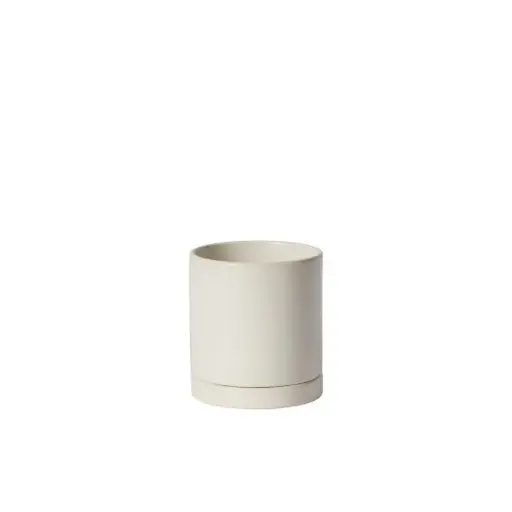 [65194] Romey Pot with Saucer 4.25"x 4.75" White