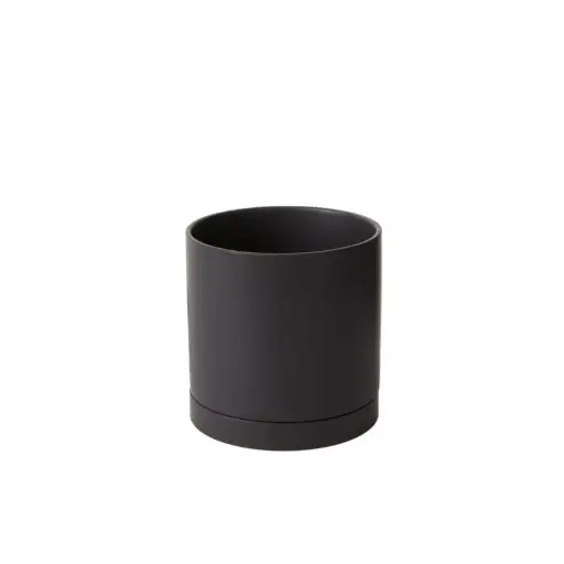 [65201] Romey Pot with Saucer 7"x 7" Black