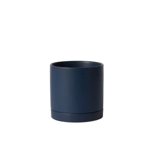 [65202] Romey Pot with Saucer 7"x 7" Dark-Blue