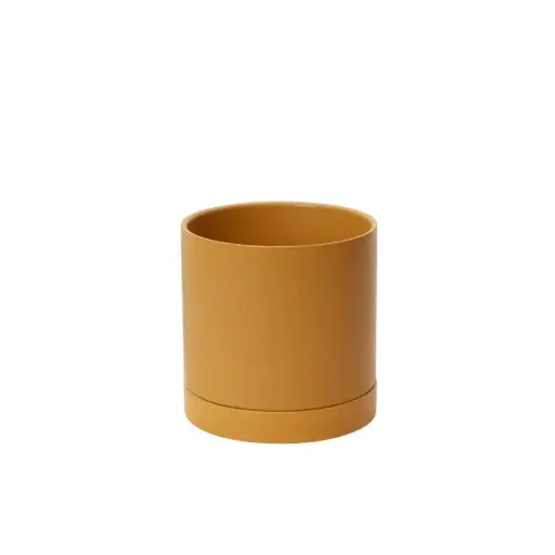 [65204] Romey Pot with Saucer 7"x 7" Ochre