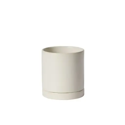 [65207] Romey Pot with Saucer 7"x 7" White