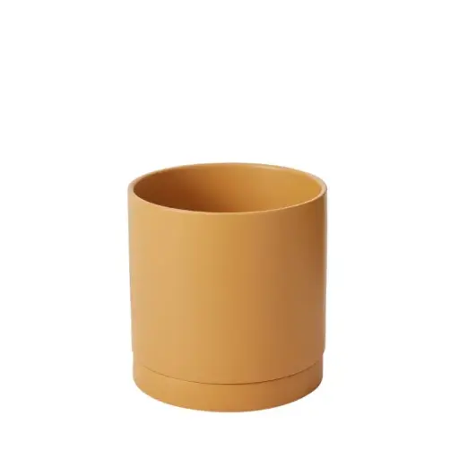 [65211] Romey Pot with Saucer 8"x 8" Ochre
