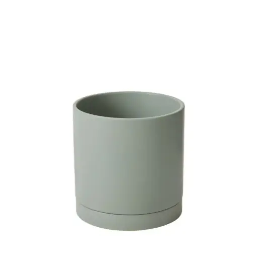 [65212] Romey Pot with Saucer 8"x 8" Sage