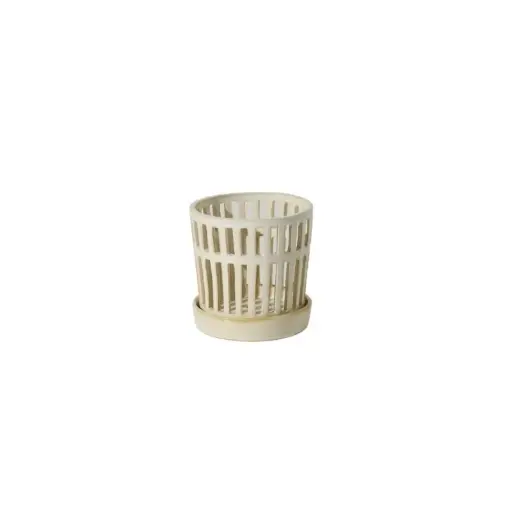 [65352] Airy Orchid Pot with Saucer 5.25"x 5.25" off white